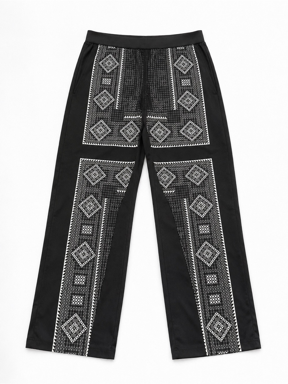 NWOT LIKE NEW BCBG MAXAZRIA Black Wide Leg Patterned Panel Pants